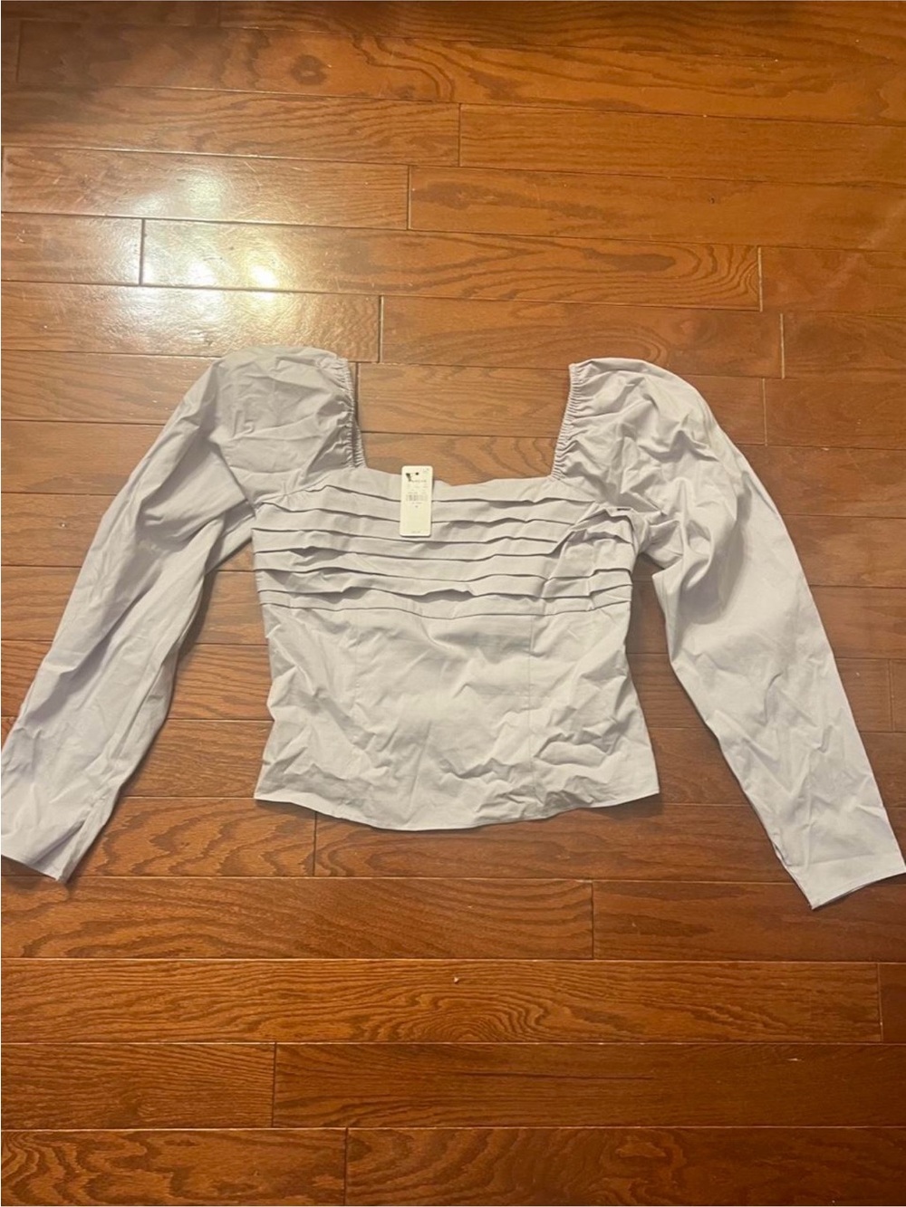 Express Light Lavender Square Neck Puff Sleeve Blouse